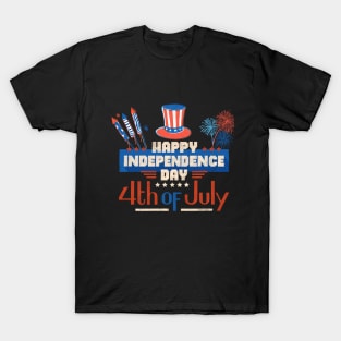 USA Bald Eagle 4th Of July Patriotic American Flag, fireworks, happy independence day God Bless America T-Shirt